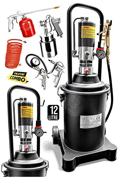 PROXTECH Profesyonel 5li havalı Havalı Yüksek Basınç Mafsalı 6-8Bar 12 Lt Havalı Gres Pompası