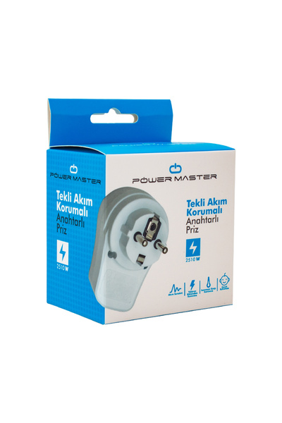 Powermaster Pm-16816 Single Socket with Switched Surge Protection 10 Ampere - 2510 Watt Single White