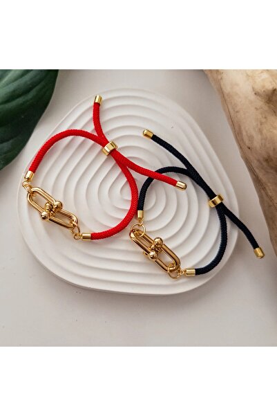 illys Gold Tiff Marka Model Kırmızı Kalın İp Bileklik