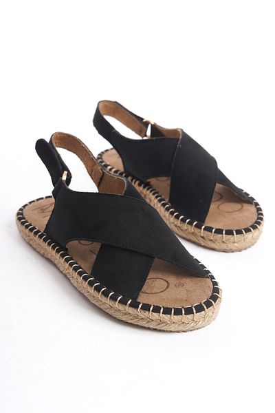 MARSEDO Sandale de zi cu velcro cu spatele deschis, cu talpă de paie Ibiza
