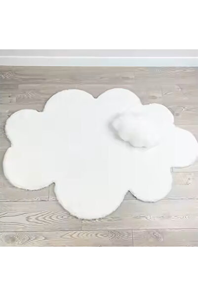 Paco Home Dekoratif Beyaz Peluş Yumuşak Papatya Desen Halı