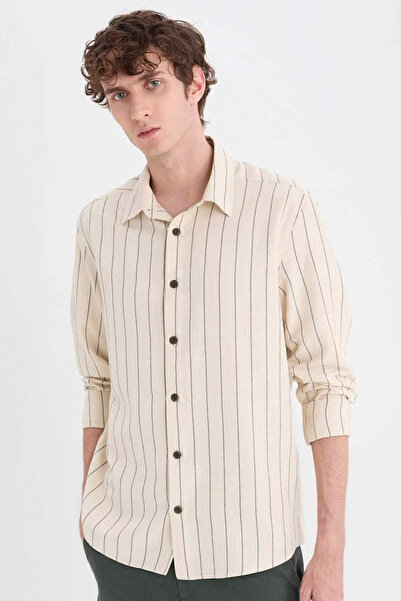 DeFacto Langarmshirt aus Baumwolle mit normaler Passform und Streifen D6146AX...