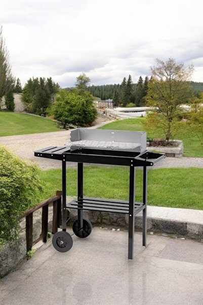 Padilon Pratik Kömürlü Mangal Rüzgar korumalı Barbekü-Yan ve orta Raflı Tekerlekli Mangal