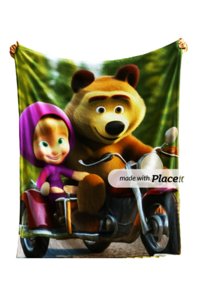 Elmas Dizayn منشفة أطفال مضادة للبكتيريا مقاس 80 × 150 سم - تصميم حصري، للحمام والشاطئ، قناع ودب