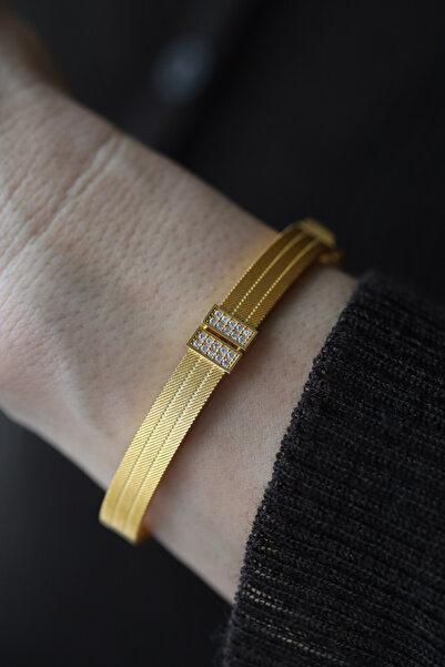 Yenigün Kuyumculuk 14 Ayar Altın Cimarlı Taş Detaylı Trabzon Model Kelepçe 1