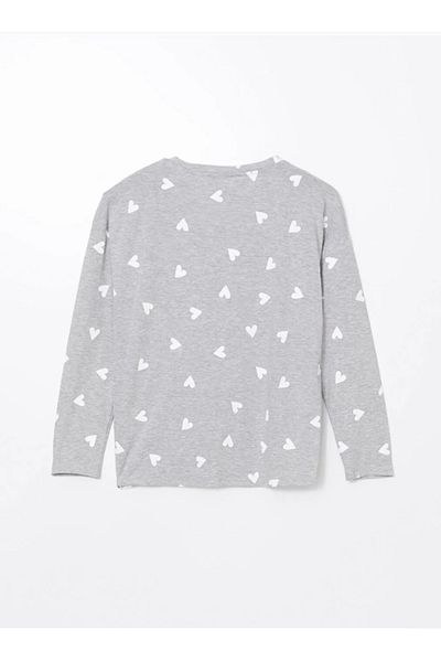 LC Waikiki Lcw Dream Gray Crew Neck Printed Women's Pajama Top