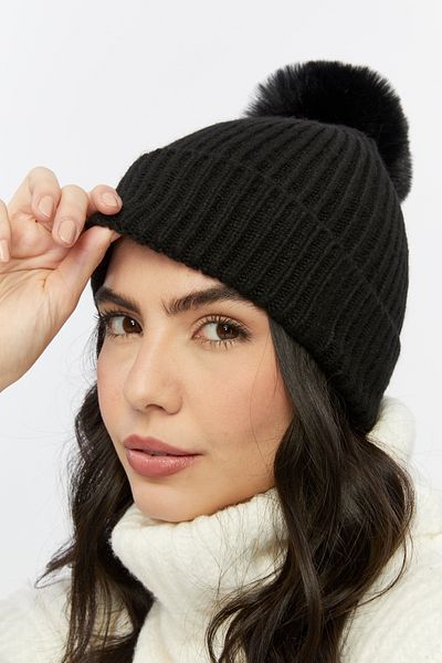 SOFT AKSESUAR Pompom Knitted Beret