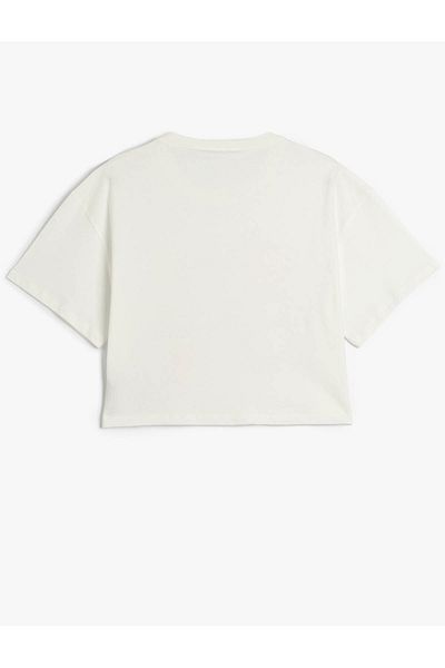 Koton Sea Shell Printed Short Sleeve Crew Neck Crop T-Shirt