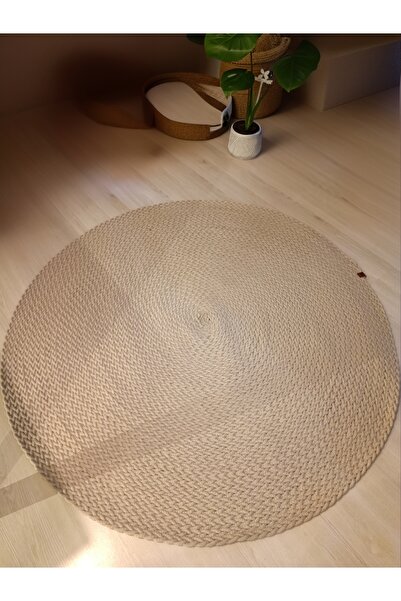 Home Doğal Hasır Görünümlü Saç Örgü Yuvarlak Jüt Halı Yeni Sezon