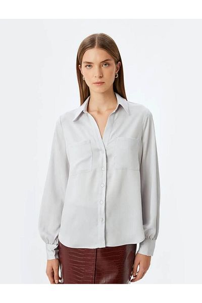 Koton Classic Collar Shirt with Long Sleeves and Pockets