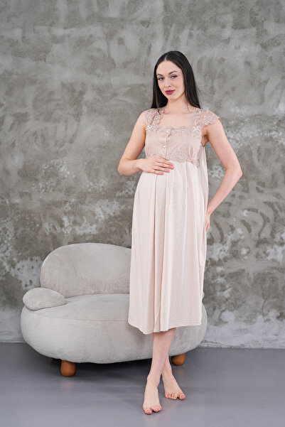 Lohussa Cămașă de noapte de maternitate din bumbac cu design special din dantelă de vară pentru femei