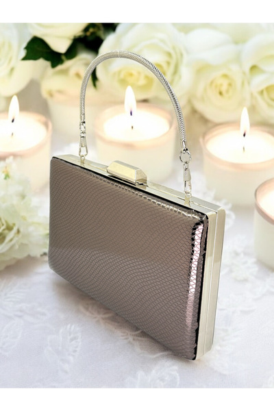 Generic Brand Herringbone Patterned Patent Leather Leather Evening Dress Bag ...