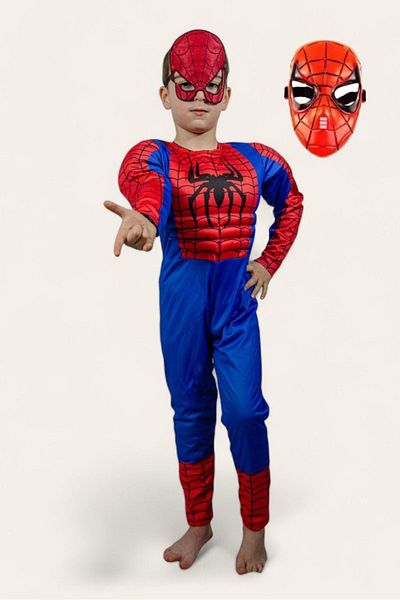 SEDİRLİ SEDİRLİ Kids Spiderman Costume Muscle 2 Mask Spiderman Muscle Costume Party Costume