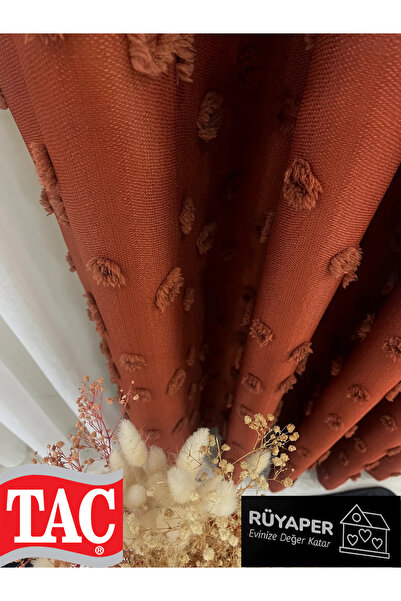 Taç Dream Tile Color Pompom Pufy Background Curtain 1/3 Sik Pleat