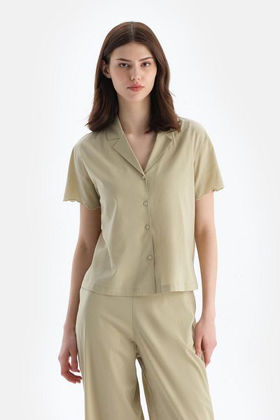 Dagi Cămașă țesătă cu cusături verde deschis