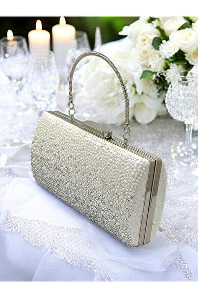 Wedding Fashion Special Design Metal Handle Crystal Jewelled Double Color Pea...