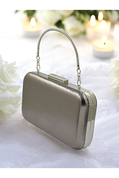 Generic Brand 2026 Collection Anthracite Gray Metallic Skin Leather Evening D...