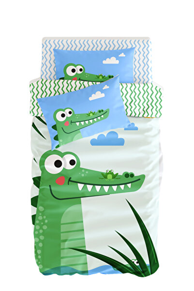 itsybitsy طقم مفروشات أطفال مفرد عضوي مزدوج الجوانب - نمط تمساح - سلسلة Croc ...