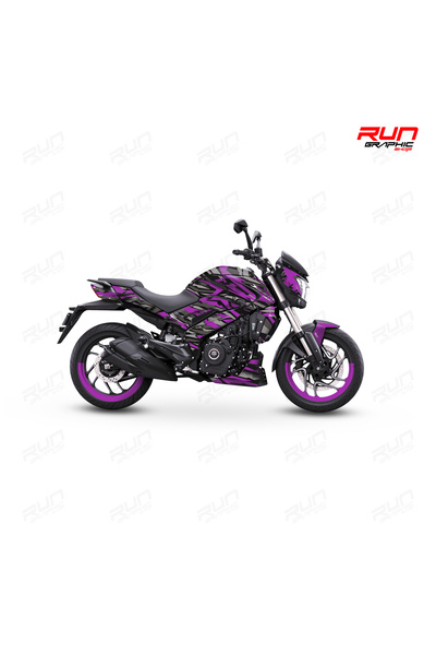Run Grafik Shop Bajaj Dominar 400 ve 250 Mor Çizgi Desenli Tam Kaplama Grafik...