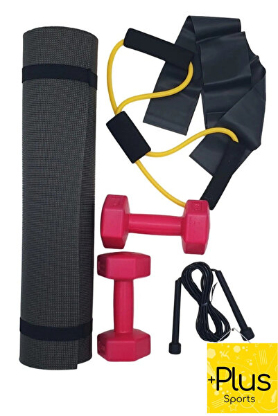 PLUSSPORT Özel Pilates Seti Plates Minderi Atlama İpi Direnç Lastiği Göğüs Ba...