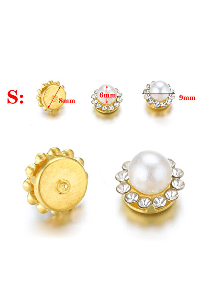 Choice 50 قطعة من خرزات الزهور وأحجار الراين باللون الذهبي مقاس 9 مم، لؤلؤة ذ...