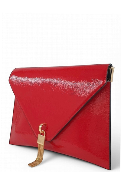 Evident الأحمر براءات الاختراع والجلود سلسلة حزام الفاصل المرأة وحقيبة القابض