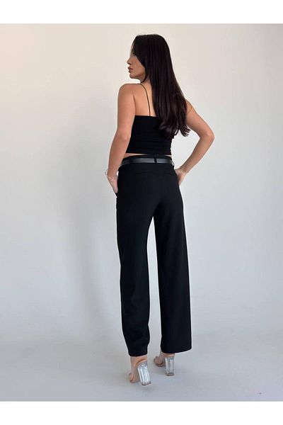 sportiness Belted Black Trousers