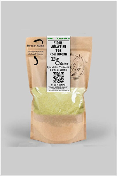 Tunalı Lokman Hekim Sığır Jelatini (öğütülmüş) 50 Gr (240 Blom)
