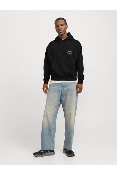 Jack & Jones Joraustin Black Sweat Hoodie - Aw24 Font Styd 12277895