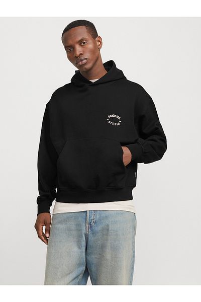 Jack & Jones Joraustin Black Sweat Hoodie - Aw24 Font Styd 12277895