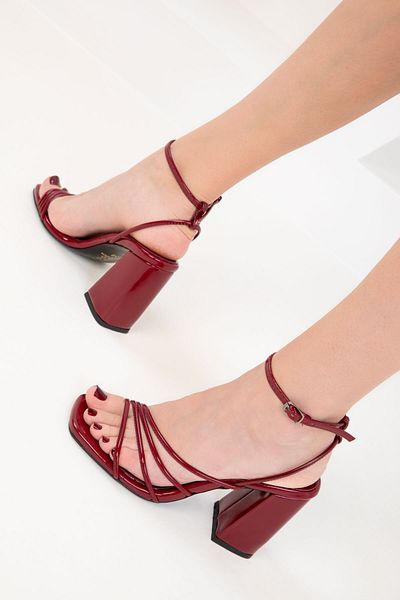SOHO Claret Red Patent Leather Women's Classic Heeled Shoes 20282