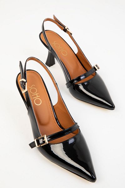 SOHO Black Patent Leather Women's Classic Heeled Shoes 20321