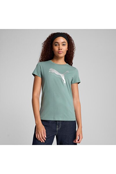 Puma تي شيرت ESS METALLIC باللون الأخضر مون-ميتاليك سيل