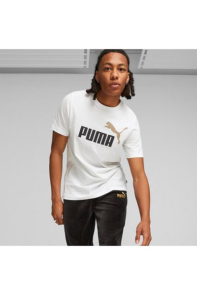 Puma تي شيرت بشعار PUMA ESS+ 2 Col - أبيض مع Toasted