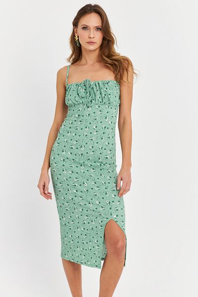 Cool & Sexy Rochie midi verde cu cravată în față pentru femei MTK10546