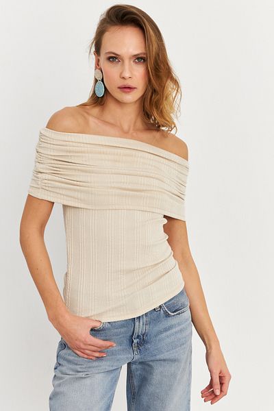 Cool & Sexy Γυναικεία αμάνικη μπλούζα με λαιμόκοψη σε πέτρα - TF51