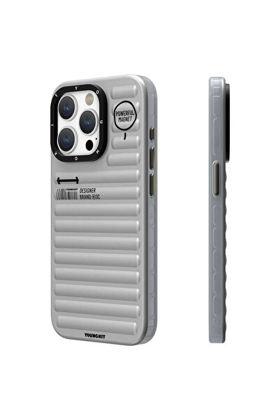 Youngkit iPhone 14 Pro Max Uyumlu Kılıf Mat Renkli Tasarım YoungKit Original Serisi Kapak Gümüş