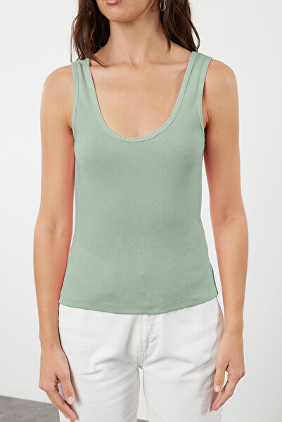 Trendyol Collection Εύκαμπτος πλεκτός εσώρουχος με ραβδωτό γιακά μέντας/καθισμένος στο σώμα TWOSS22AL0042