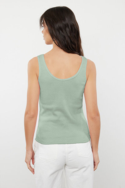 Trendyol Collection Εύκαμπτος πλεκτός εσώρουχος με ραβδωτό γιακά μέντας/καθισμένος στο σώμα TWOSS22AL0042