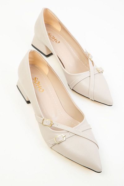 SOHO Beige Classic Women's Heeled Shoes - 19572