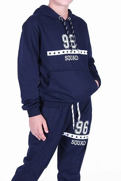 FYK KİDS Σετ για αγόρια με κουκούλα 96 Text Printed Kangaroo Pocket