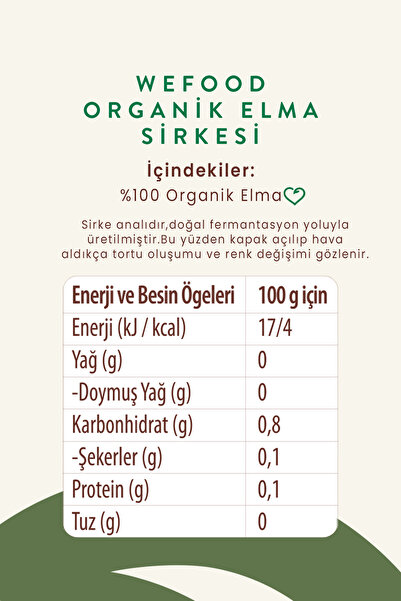 Wefood Organik Elma Sirkesi 500 ml 2'li
