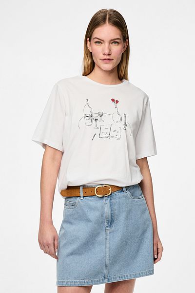 PIECES Tricou alb strălucitor pentru femei și fete