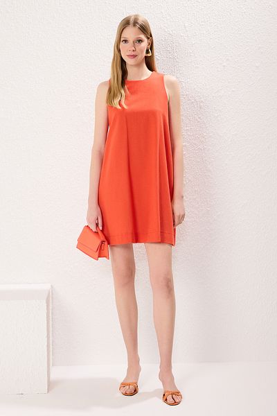 Trendyol Collection Rotes, gerades Mini-Webkleid TWOSS23EL01497