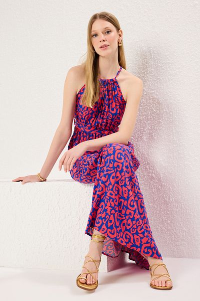 Trendyol Collection Rosa Maxikleid – Schärpe, Neckholder, Shally – TWOSS24EL00872