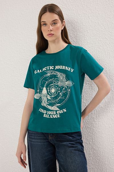 Trendyol Collection Σμαραγδένιο Πράσινο Μπλουζάκι 100% Βαμβάκι - TWOSS25TS00076