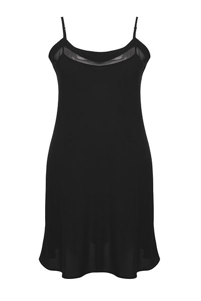 Trendyol Curve Czarna koronkowa koszula nocna w paski z wiskozy Tbbss25Ch00012