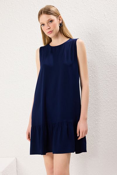 Trendyol Collection Μπλε Navy ίσιο μίνι υφαντό φόρεμα TWOSS25EL00546