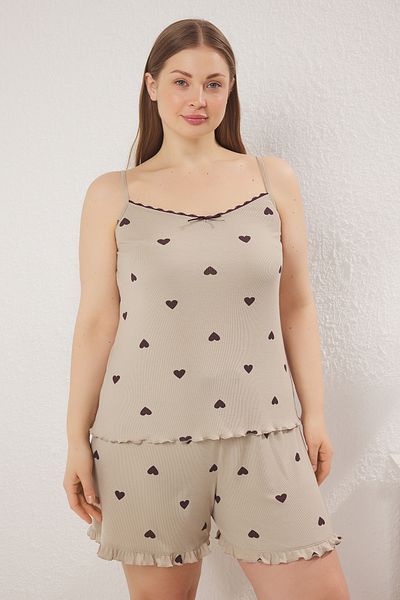 Trendyol Curve Set de pijamale tricotate pentru camisole cu model de inimă mentă deschisă TBBSS25AI00041