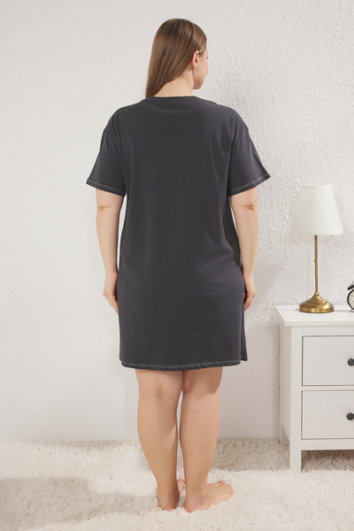 Trendyol Curve Πλεκτό νυχτικό από ανθρακί κορδέλα/φιόγκο TBBSS25CH00001